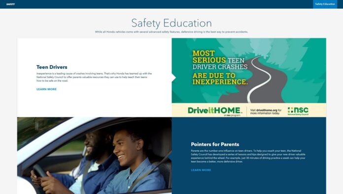 HondaAutomobileWebsiteSafetyEducation